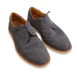Massimo Dutti Mens Gray Suede Wingtip Brogue Oxford Shoes EU 42 US 9